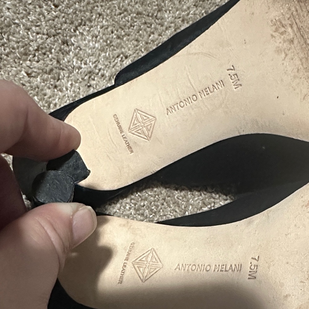 Antonio Melani Black Satin Slide Sandals - Picture 4 of 5
